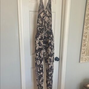 ba&sh  Black and Cream Patterned Jumpsuit